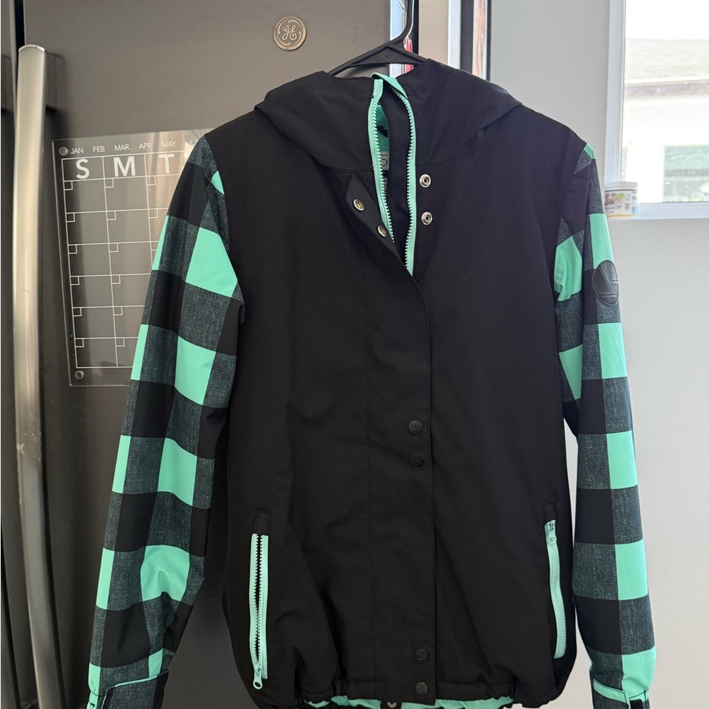 Stylish Black and Teal Plaid Jacket